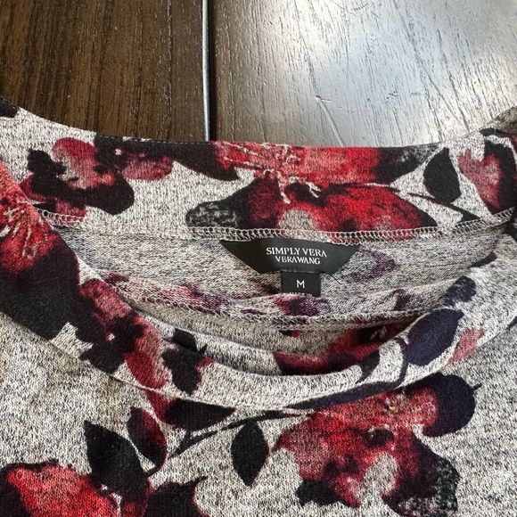 Simply Vera Vera Wang Grey Floral Cowl Neck Wrap Top Sweater Women’s Medium - Picture 5 of 8